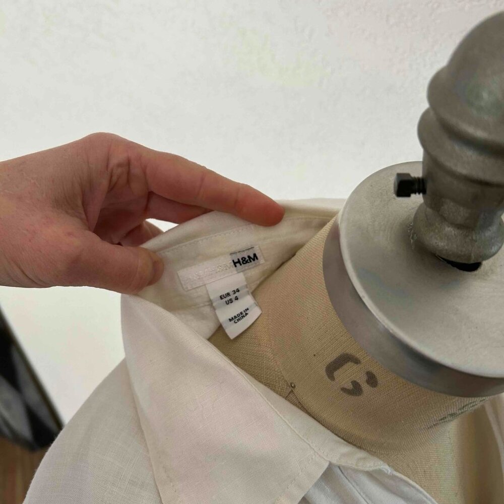 Vintage H&M White Linen Shirt Dress - Picture 5 of 7